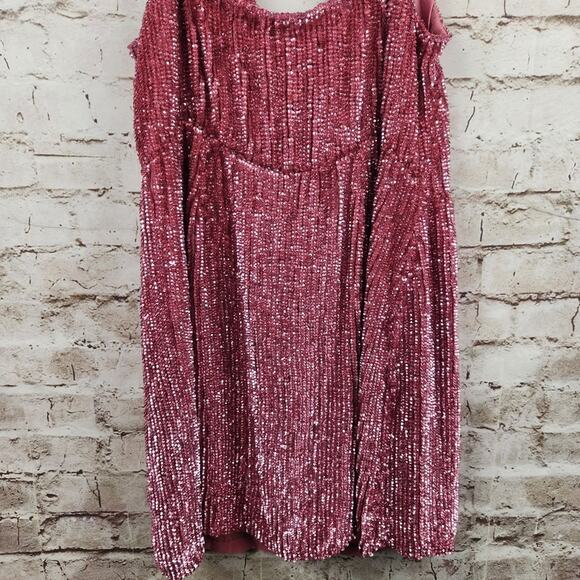 Retrofete Jill Sequin Mini Dress in Pastel Pink Size XL NWT Spaghetti Straps - Picture 8 of 13